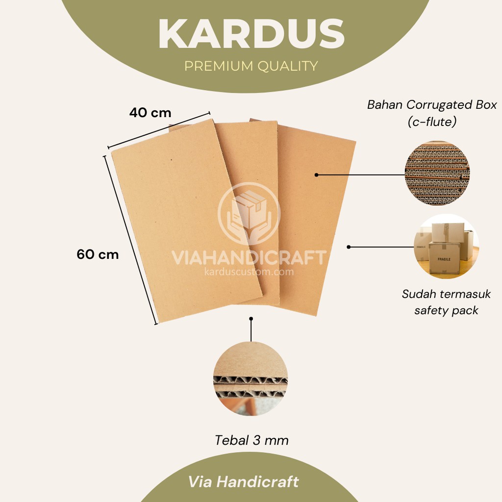 

Kardus Lembaran Besar Ukuran 60x40 cm Baru Polos Corrugated Tebal Kuat