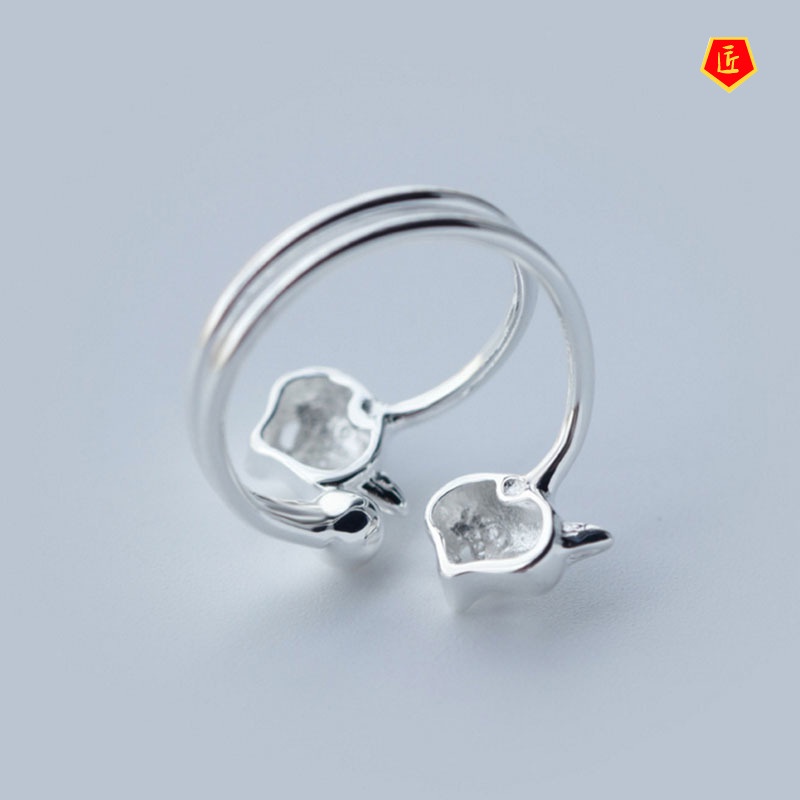 [Ready Stock]Women's Korean-Style Simple Silver Fox Ring