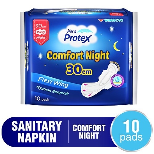 HERS PROTEX COMFORT NIGHT WING 30CM/10PADS