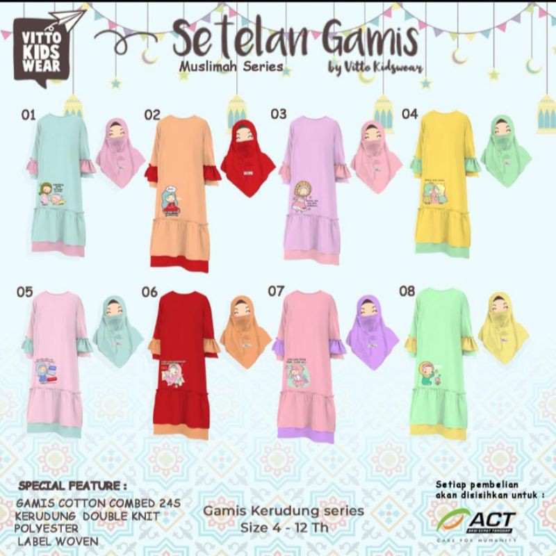 Setelan Gamis Muslimah Series By Vitto Kidswear