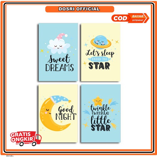 [NEW] Hiasan Dinding Tema Good Night Wall Decoration 13,5cm X 20cm