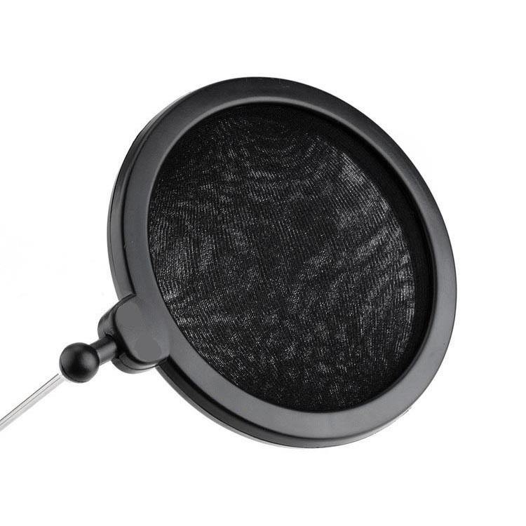 Mini Tripod Stand Mikrofon Universal Pop Filter - Hitam