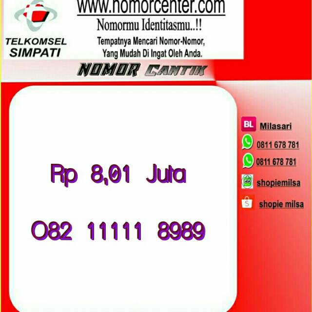 Kartu Perdana Simpati Seri Double AB 8989 _ 082 11111 8989 Simple #S1 82