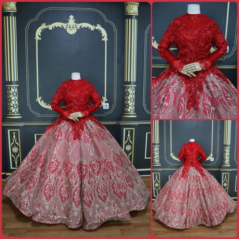 PROMO Gaun Merah Non Ekor