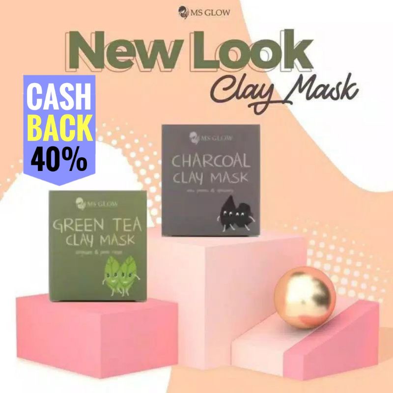 MASKER MS GLOW/CLAY MASK MS GLOW/CHARCOAL CLAY MASK/GREEN TEA CLAY MASK MS GLOW MASKER WAJAH