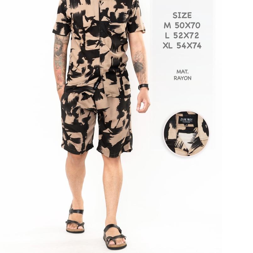 ➵ Setelan Piyama Pria | Freypv 8074 Reguler Fit Set Motif M-XL Kemeja Tie Dye Set B ➯