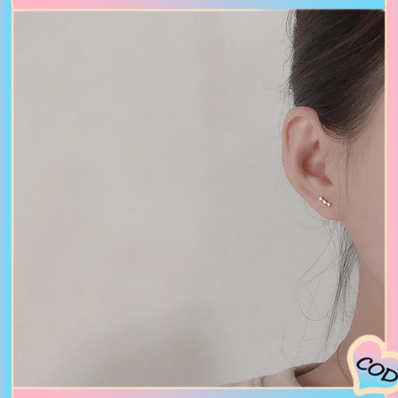 COD❤️ S925 Silver Stud Earrings untuk Siswa Perempuan Anting Desain Kecil Serbaguna Sederhana-A.one