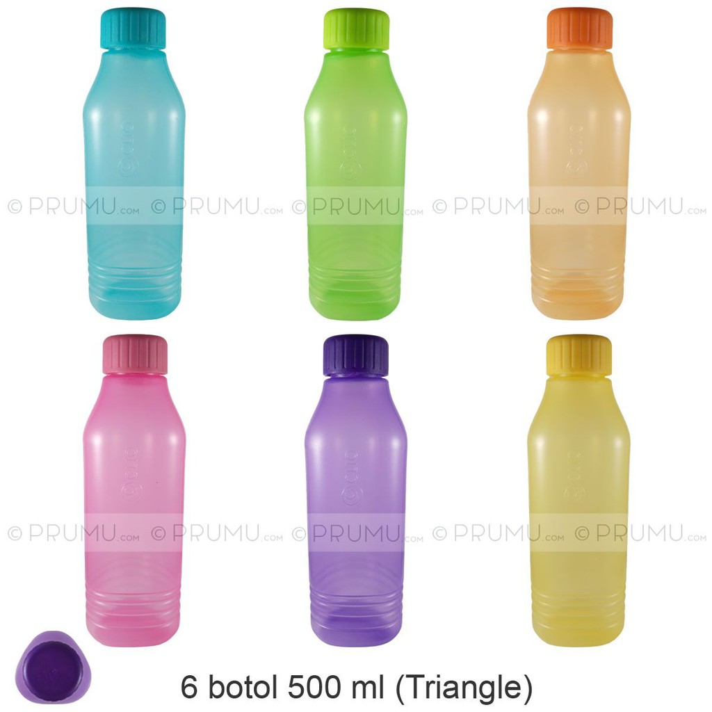 6 Botol Minum Evo 500 ml TRIANGLE Segitiga - Souvenir Ultah - Souvenir Ulang Tahun Anak