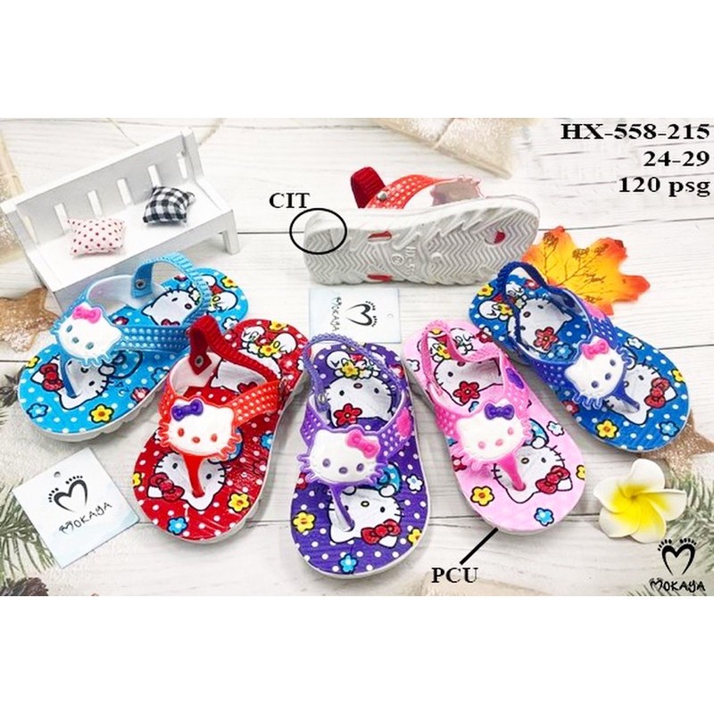 Sandal Let Cit Anak Cewek Hello Kitty Import Mokaya 558-215 dan Poita 558-60