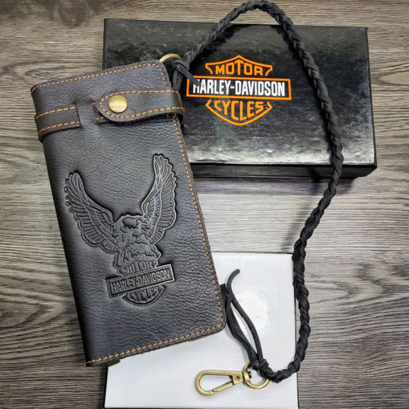 Dompet kulit pria dompet panjang Harley-Davidson kulit asli import- dompet biker hd original leather