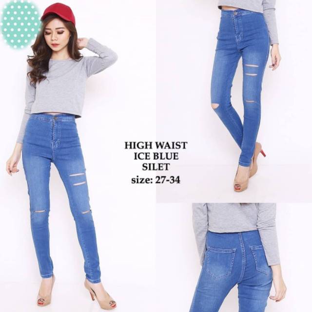 CELANA WANITA // HIGH WAIST ICE BLUE
