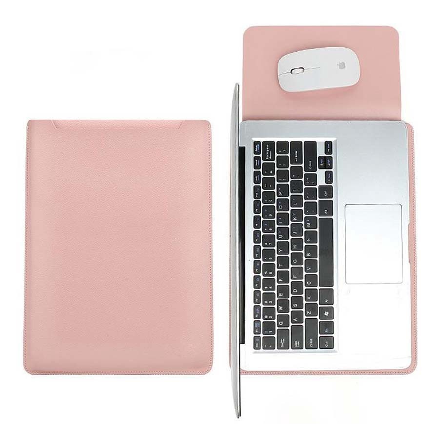 Tas Laptop/Softcase 14 15 Inches Microfiber Leather - Pink