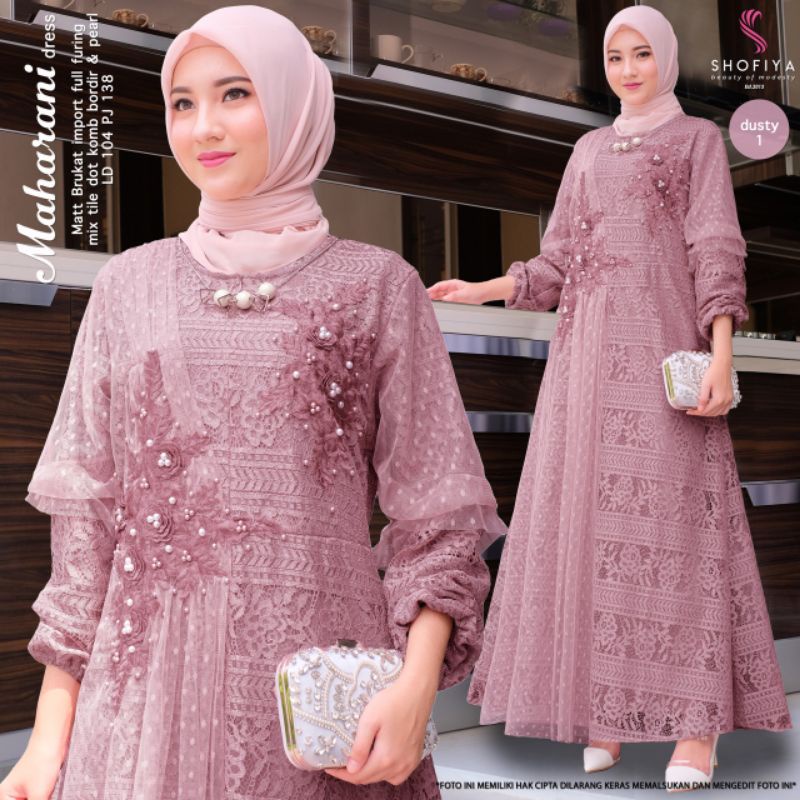 Maharani Dress | Gamis Kondangan Premium | Gamis Pesta Premium | Gamis Tile | Gamis Brukat Brokat Br