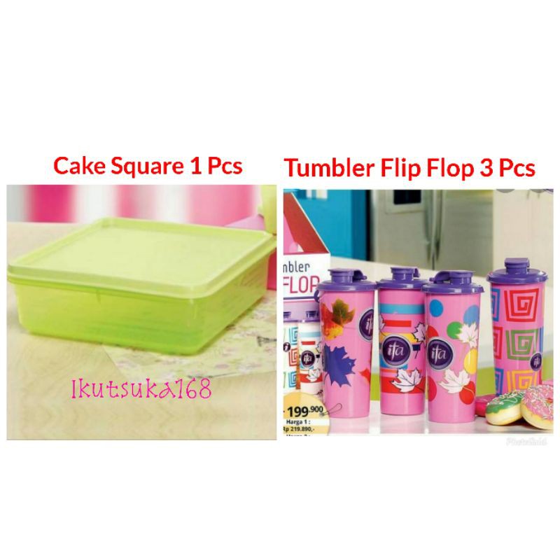 IFA Cookware Cake Square Tempat Kue 1 Pcs & Tumbler Flip Flop 3 Pcs