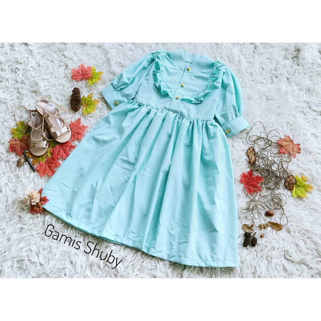 GAMIS SHUBY ANAK 10 TAHUN WARNA MINT (READY STOCK)