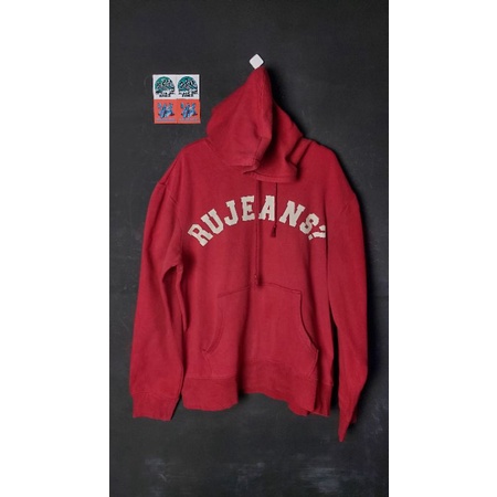 Sweater Hoodie RU JEANS? Vintage Big Logo Original Second Unisex