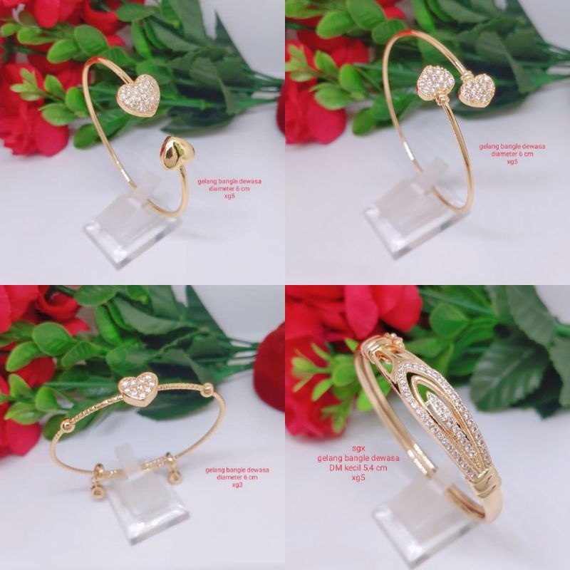 Gelang Tangan Bangle Fleksibel Wanita Titanium Xuping Perhiasan Aksesoris Fashion Lapis Emas Anti Luntur