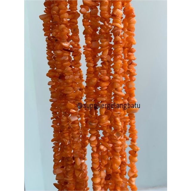 kerikil kerang mix CARNELIAN OREN ORANGE 1cm bahan gelang kalung akik