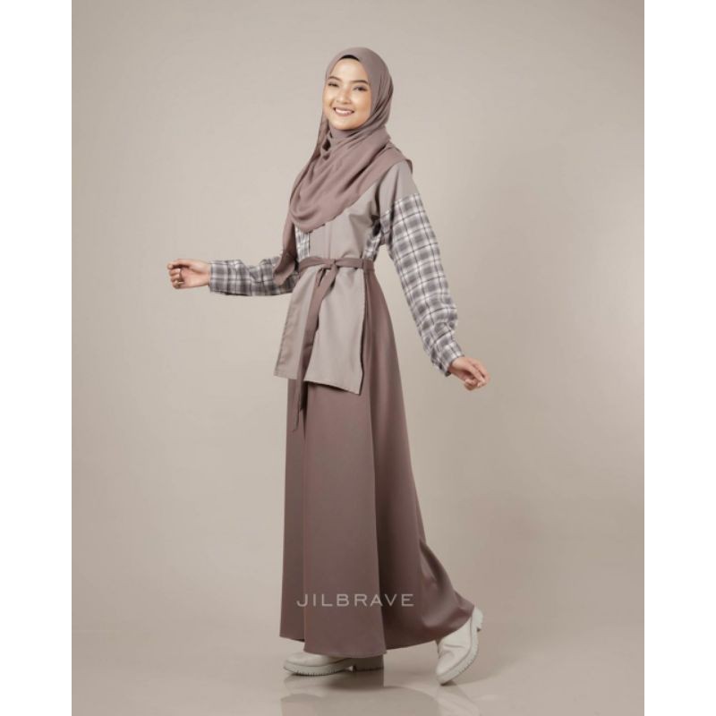 Jilbrave Lyvia Dress Gamis Syari Dengan Model Kemeja Semi Formal remaja dewasa