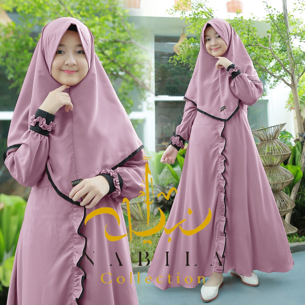 Gamis Anak Terbaru Shabiyan Kids Syari gamis anak set khimar besar dan set cadar premium By Nabila98