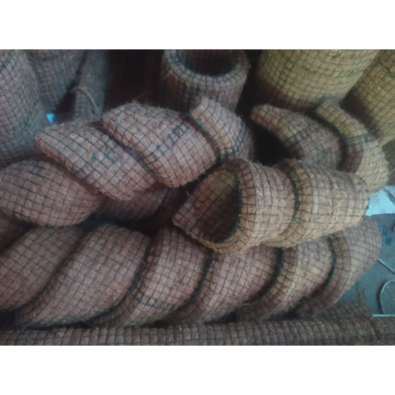 Pot tempel keong kerucut, pot serabut kelapa, pot strimin, unik, go green, pot anggrek, pot dinding