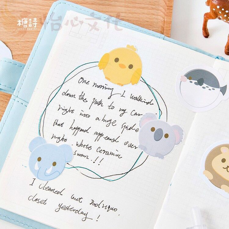 imoda 45pcs / Kantong Stiker Motif Kartun Hewan Lucu Untuk Dekorasi Diary / Jurnal / Scrapbook Diy-3