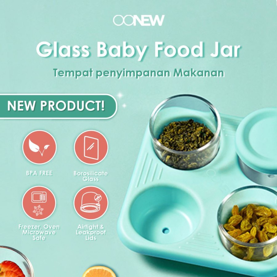 Oonew Glass Baby Food Jar isi 4 TB-2001