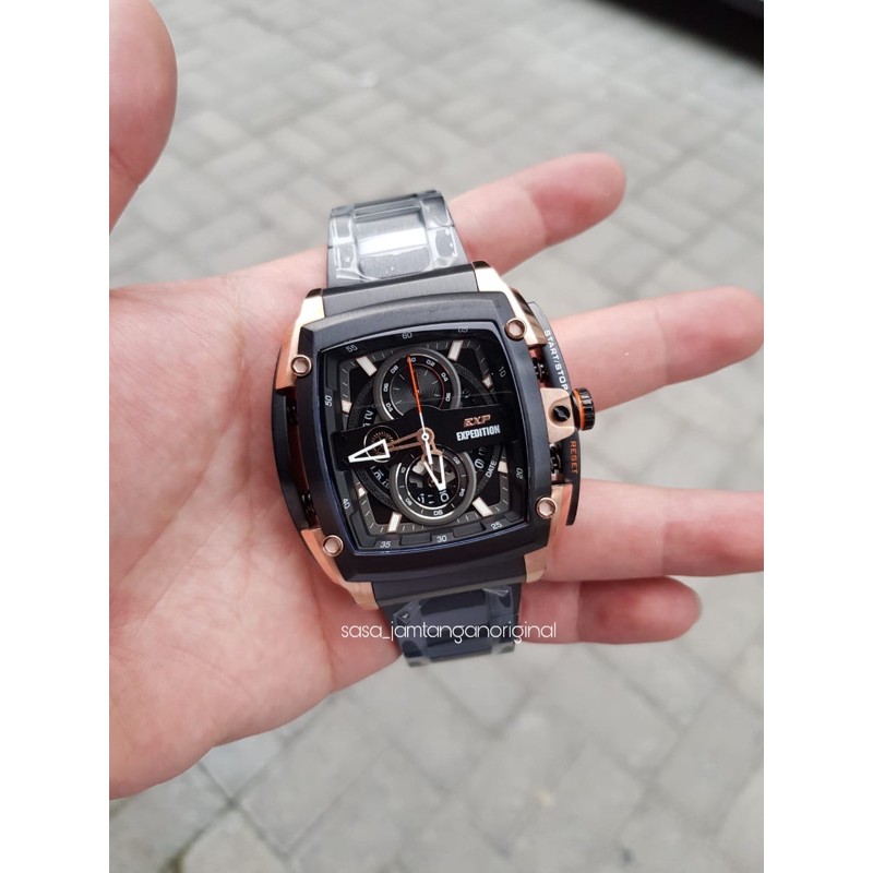 Jam Tangan Expedition EXP 3008 / E 3008 Original Hitam Rosegold Pria