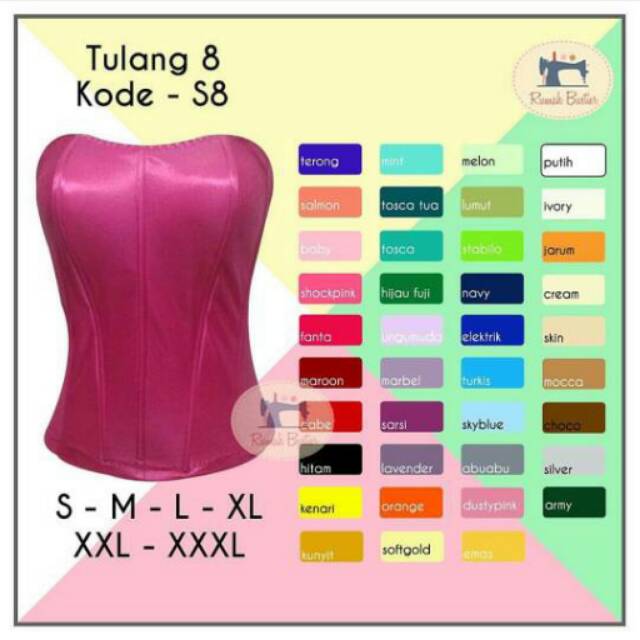 JUMBO Bustier Longtorso Kebaya Tulang 8 Satin Abuthay