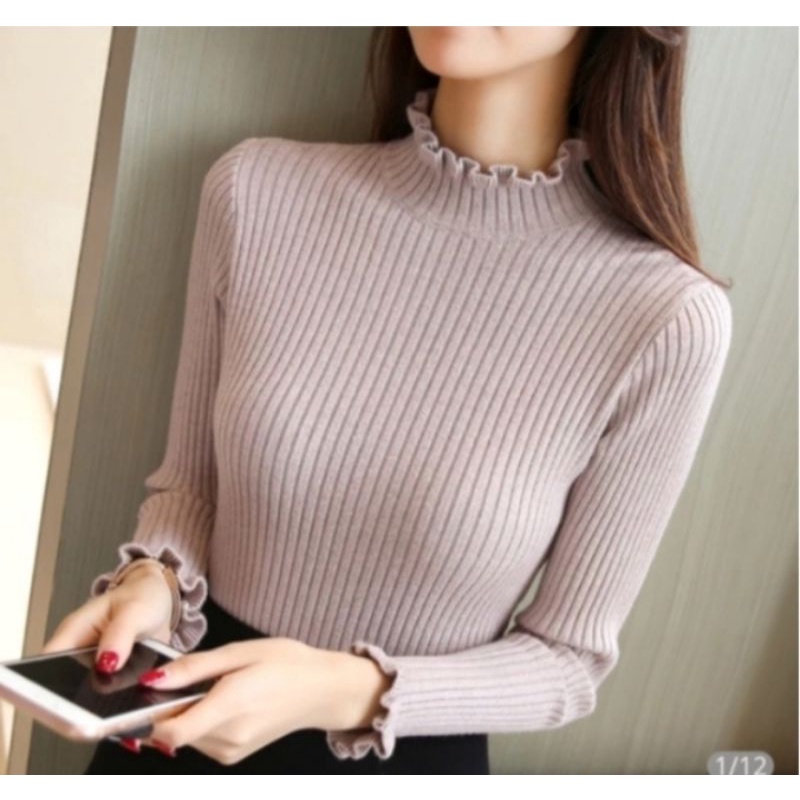 NEW!!!DAISY_CURLY ATASAN RAJUT ANITA / KRIWIL RAJUT TURTLENECK /KERAH TINGGI ATASAN BAJU RAJUT WANITA/ TURTLENECK KRIWIL/KNIT PREMIUM TEBAL