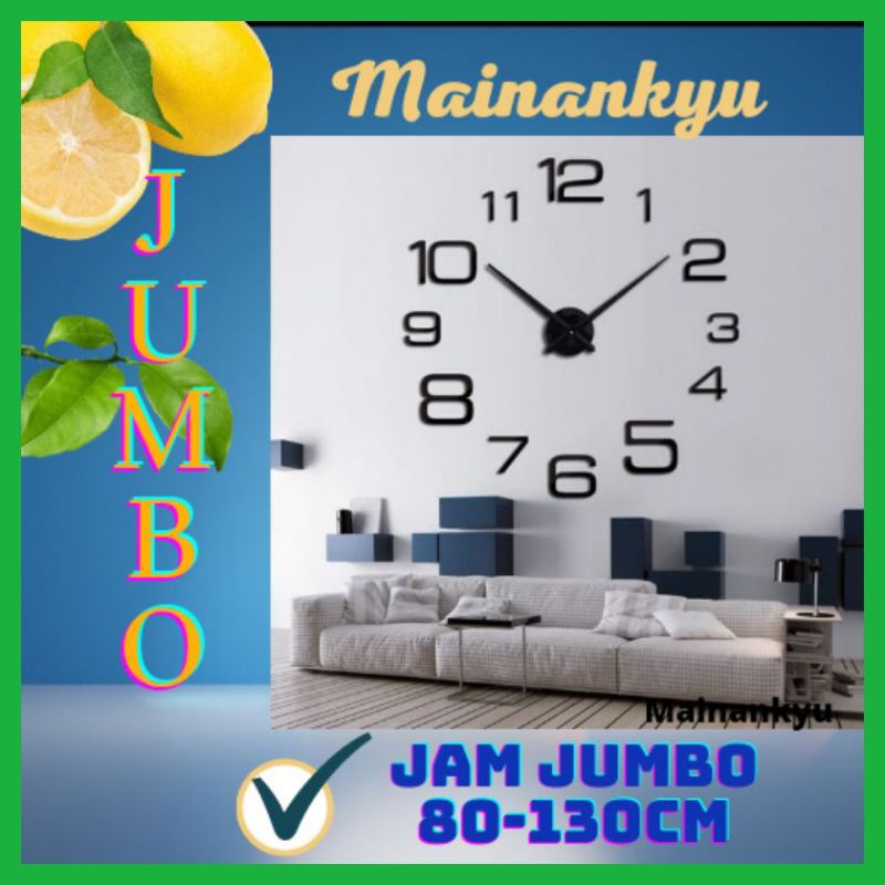 (MAINANKYU) Jam Dinding Besar DIY Giant Wall Clock Quartz Creative Design 90cm Model Numeral - Black