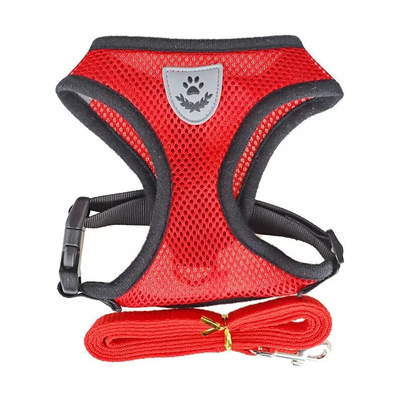 Set Tali Harness Dada Reflektif Breathable Untuk Hewan Peliharaan