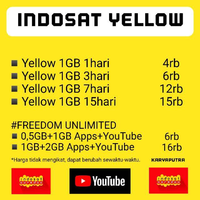 Indosat Yellow 1gb Kuota Harian Shopee Indonesia