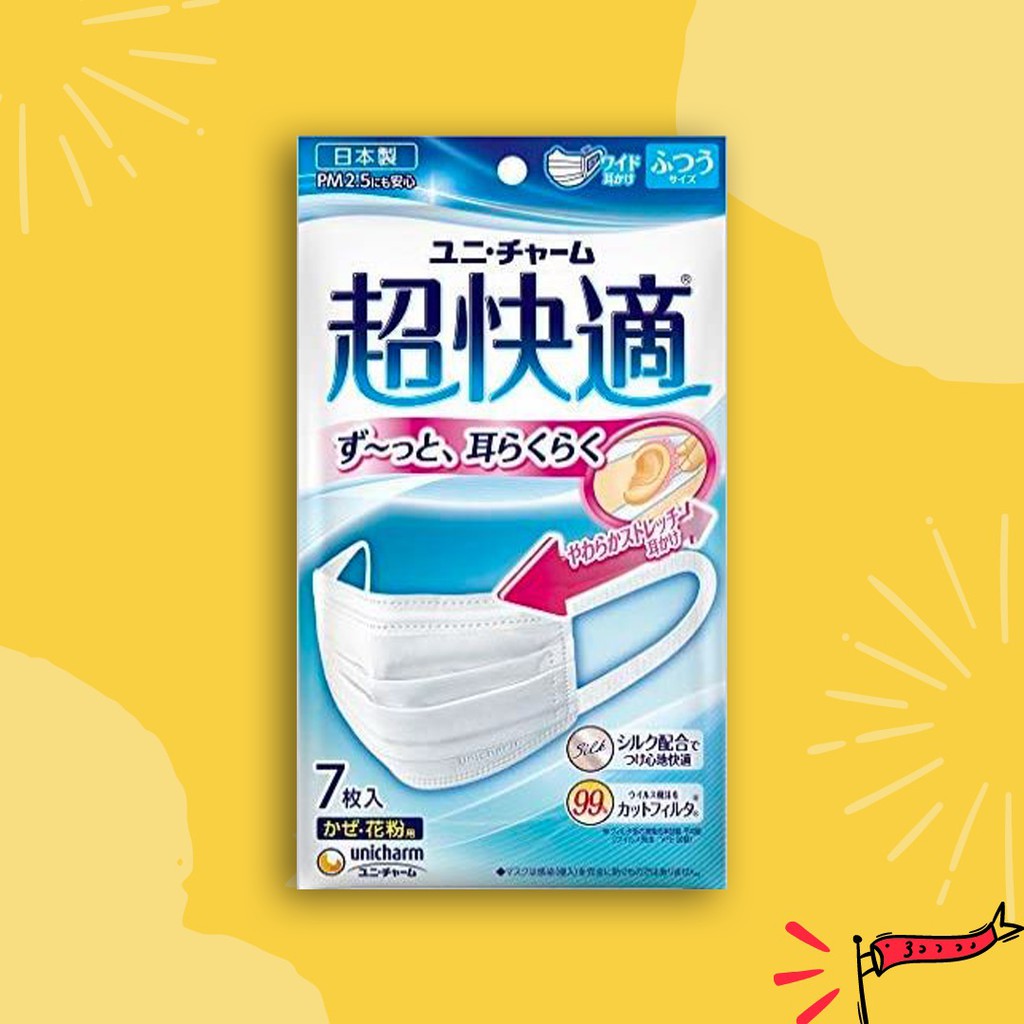 Masker Unicharm Premium Dewasa Medis isi 7 pcs ukuran S M L original buatan Jepang