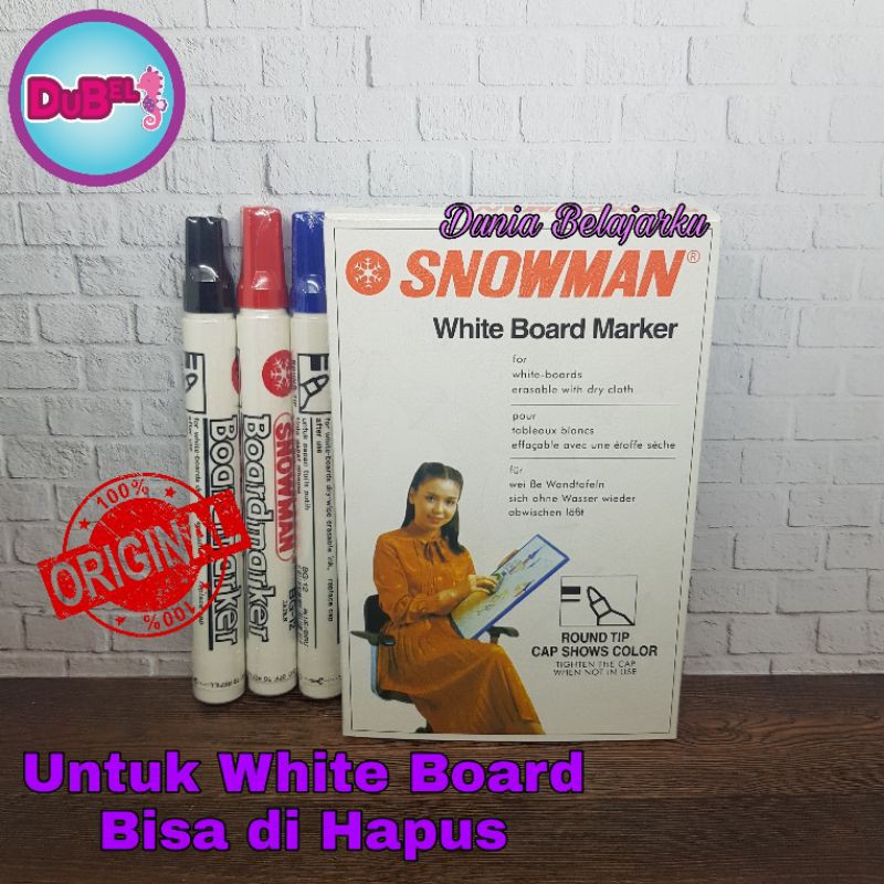 

Spidol White Board Snowman BG 12 / Spidol Papan Tulis Snowman / Bisa di Hapus / Hitam / Merah / Biru