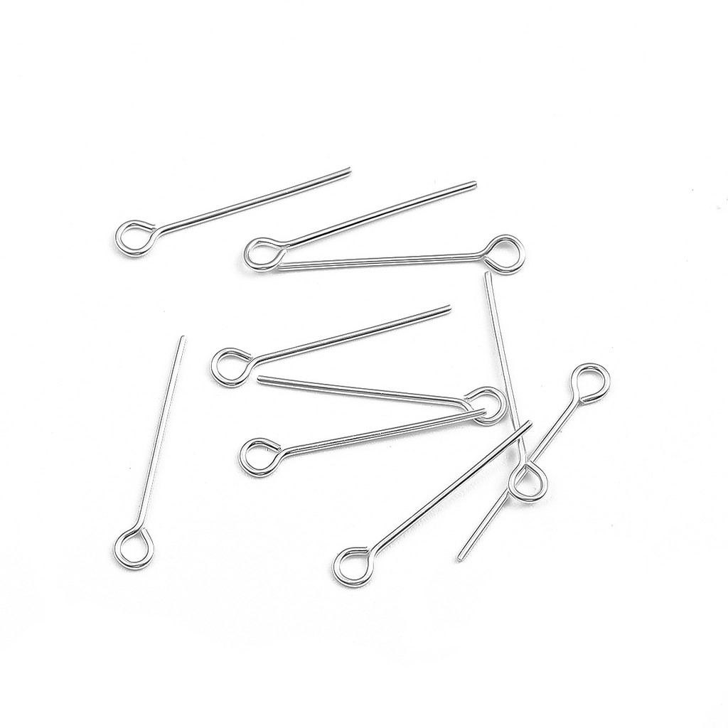 10pcs Pin Eye Headpins 925 Sterling Silver 15 20 25 30 35 40 50mm Untuk Membuat Perhiasan Diy