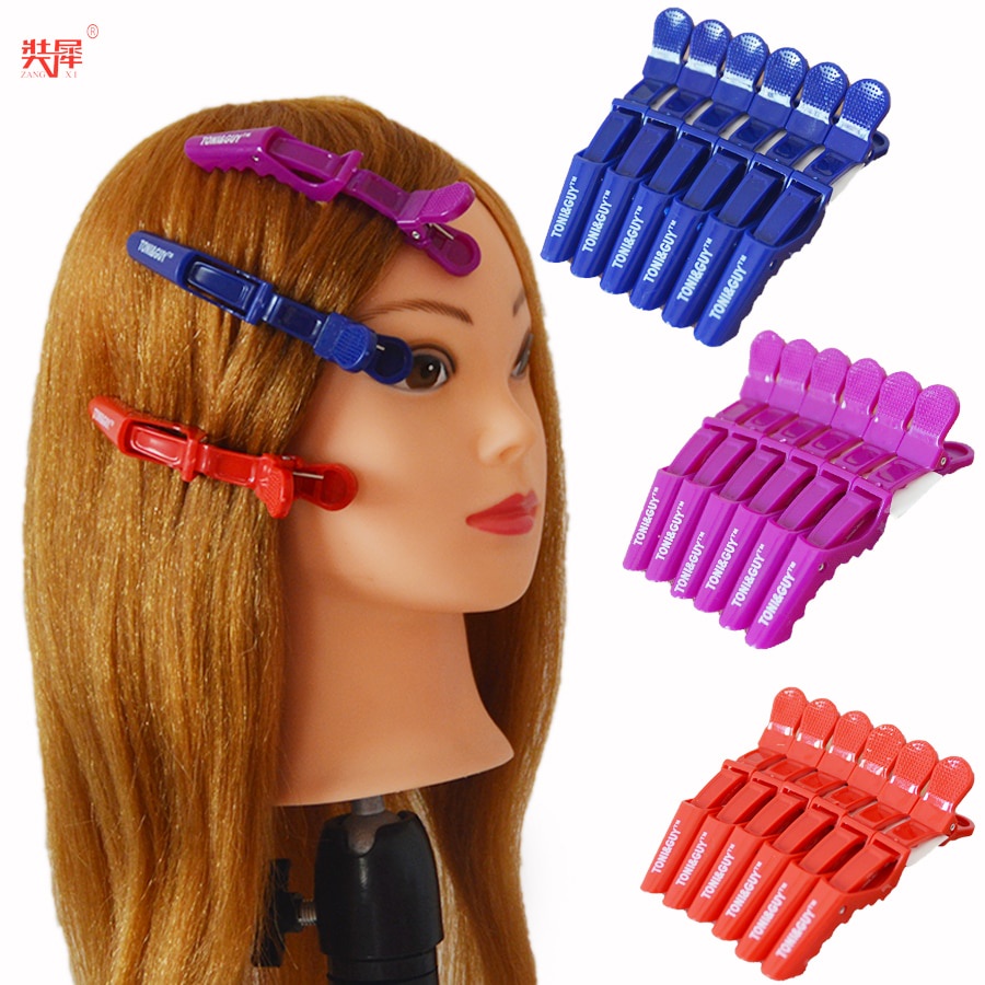 TONI&amp;GUY Jepit Rambut Salon Barber (dapat 6 PCS) Hair Alligator Clip barbershop salon Profesional Jepitan rambut 6pcs Plastic Hair Clip Hairdressing Clamps Claw Section Alligator Clips Barber For Salon Styling Hair Accessories Hairpin