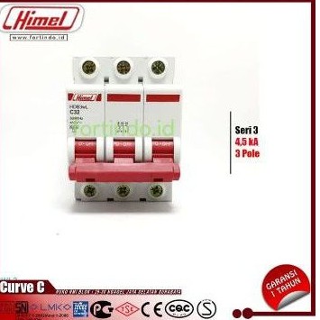 MCB 3 Phase 6A / 10A / 16A / 20A / 25A / 32A / 40A HIMEL (Standar SNI - LMK)