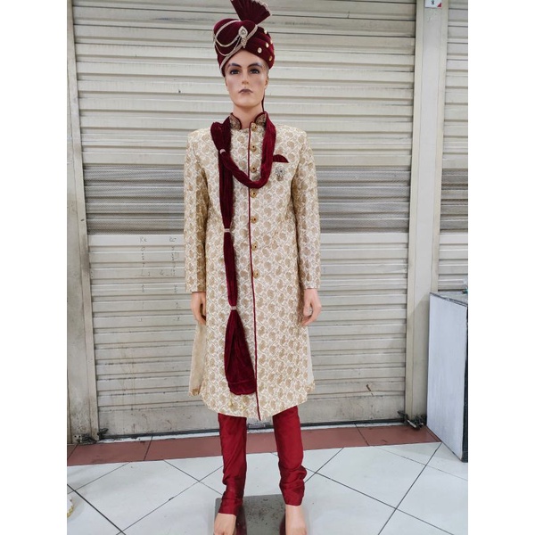 sherwani india baju india cowok jas pengantin india mewah lengkap full set