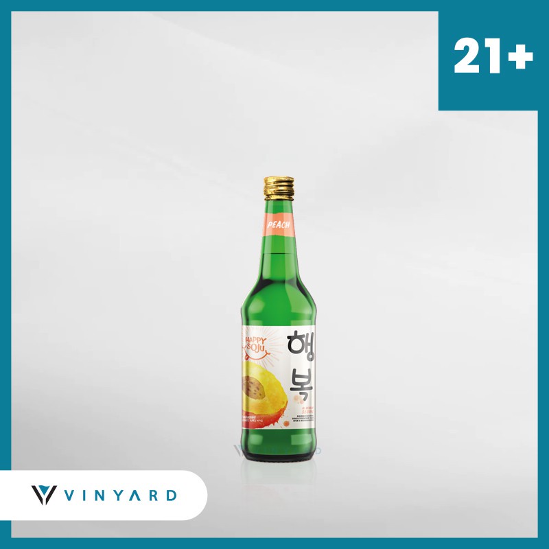 Happy Soju Peach 360ml (Original &amp; Resmi by Vinyard)