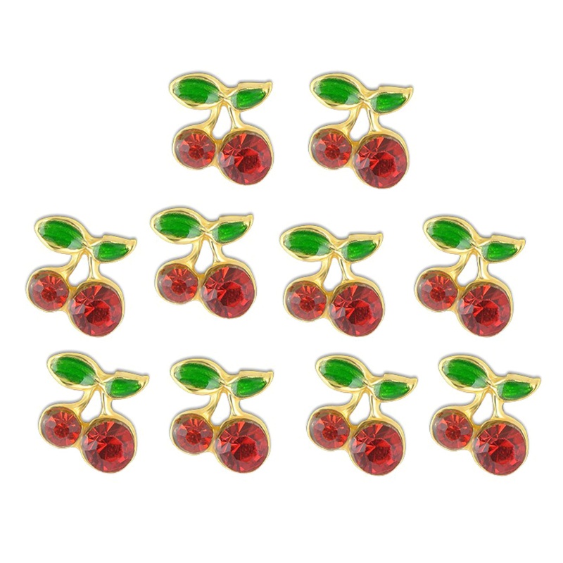 Siy 10 Pcs Ornamen Buah Ceri 3d Hias Berlian Imitasiglitter Untuk Dekorasi Nail Art