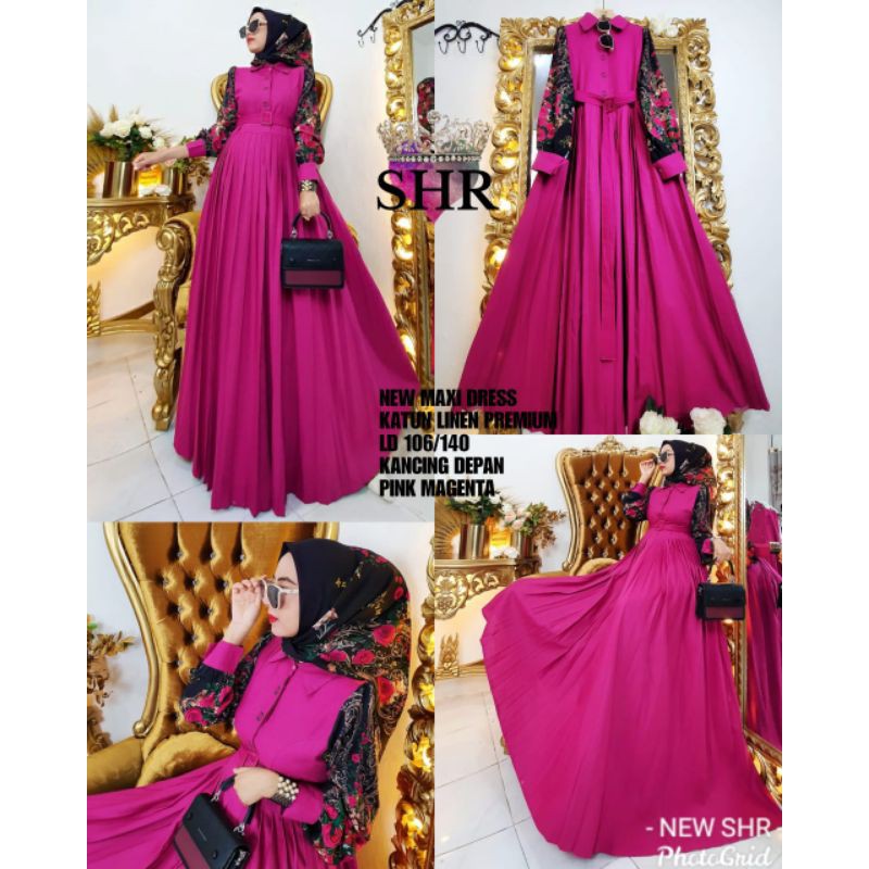Maxi Dress Linen ORI SHR - Gamis SHR Terbaru - Hijab SHR