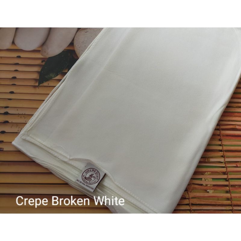 [175X75 CM] Jilbab Pashmina Polos Crepe Diamond Italiano Umama-Crepe Broken White