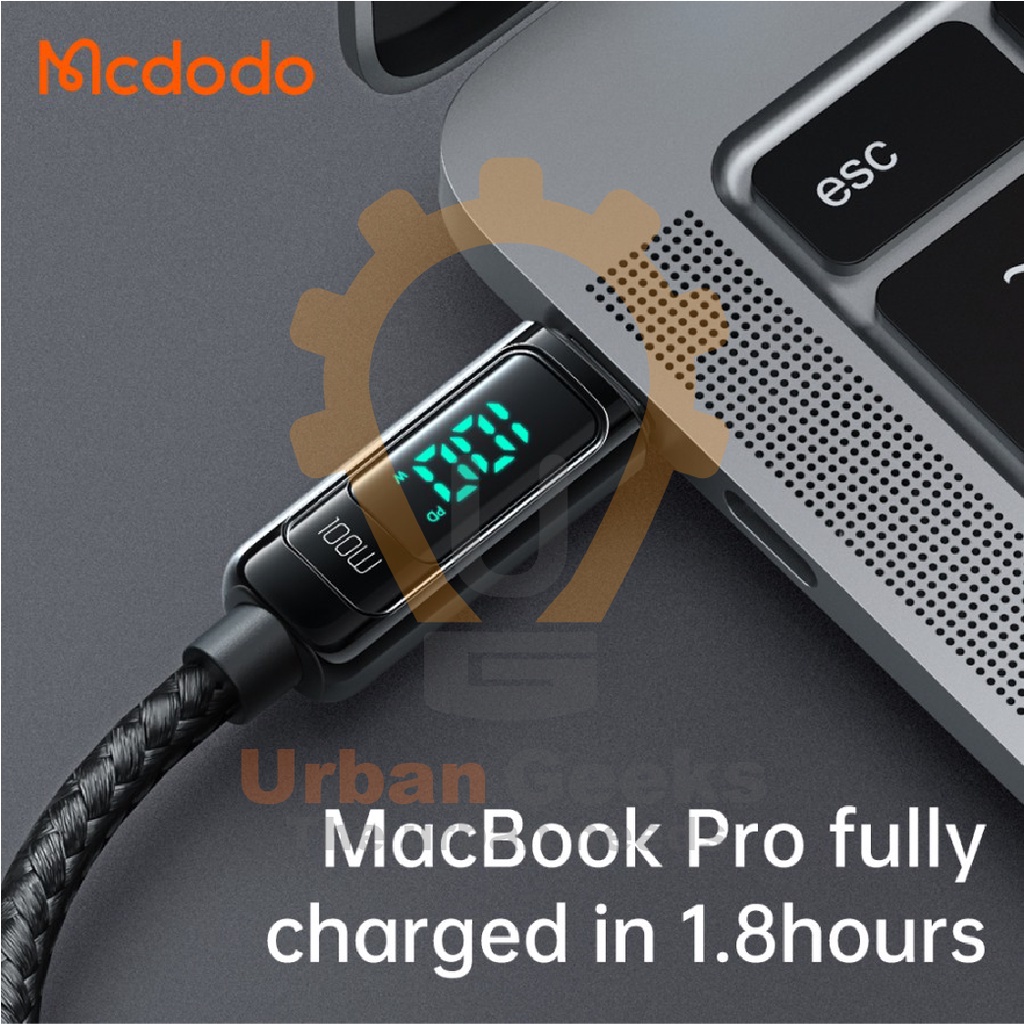 Kabel Charging Mcdodo CA-882 Kabel USB Type C To Type C Digital Display PD FAST 100W