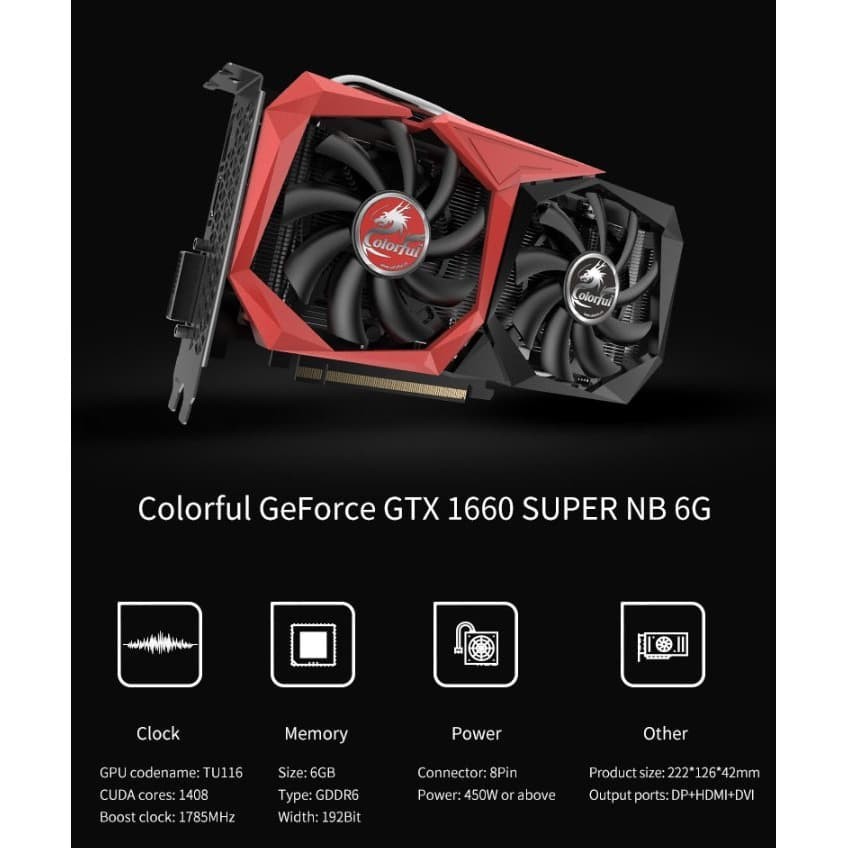 Vga Colorful GTX 1660 Super NB 6G-V - Colorful Geforce GTX 1660 Super 6GB - Geforce GTX1660 Super 6G