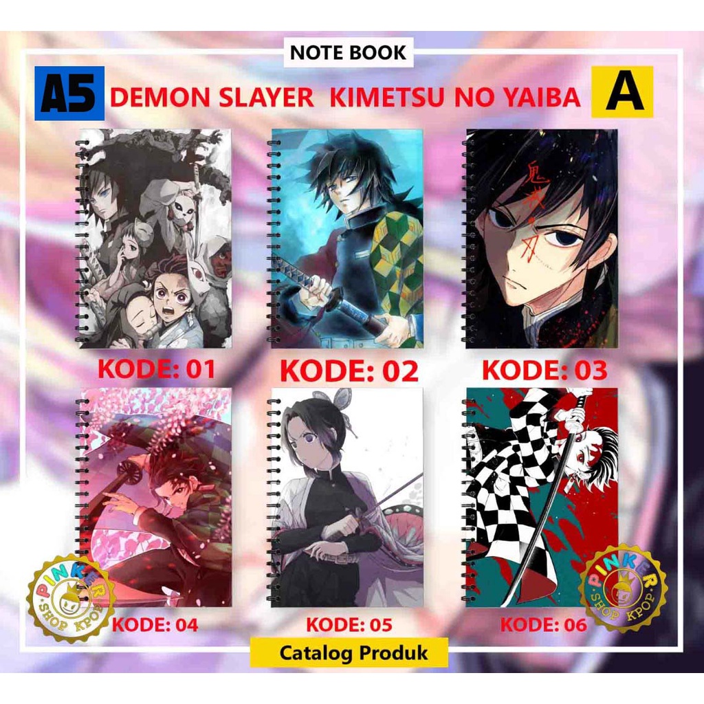 

BUKU TULIS NOTEBOOK catatan ANIME DEMON SLAYER KIMETSU NO YAIBA SPIRAL A5 ISI POLOS GRID GARIS DOT HVS RING TEBAL 100 HALAMAN