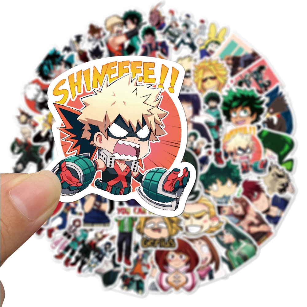 50Pcs/pack My Hero Academia Anime Stickers For Motorcycle Skateboard Laptop Luggage Car Fridge  DIY Vinyl Sticker