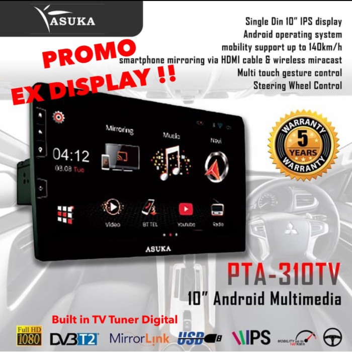EX DISPLAY  Asuka PTA-310 + TV Tuner Digital Double Din Android HU
