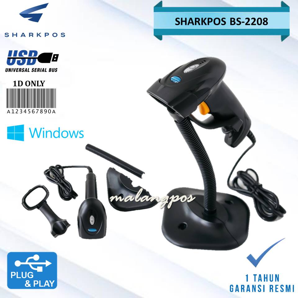 BARCODE SCANNER BS-2208A 1D STAND AUTOSCAN SCANNER BARCODE USB BS-2208A BARCODE SCANNER