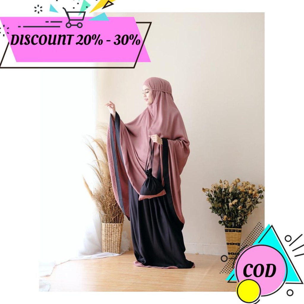 (BAYAR DITEMPAT) MUKENA BANESKA NEW SALWA MIX BLACK MOCCA ALLSIZE AA197